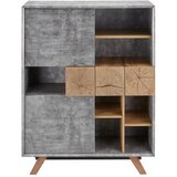 Bessagi Home Moderna Visoka Komoda Casper, Barva Betona In Hrasta | Shoptok.si