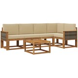  Set vanjskih sofa 6 pcs Prirodna i bež Čvrsto drvo akacije | Eponuda.ba