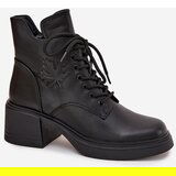 VINCEZA Women's Leather Ankle Boots on Block Heel Lined | ePonuda.com