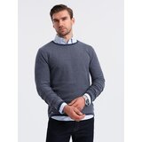 Ombre Knitted men's RELAXED FIT sweater with patterns - navy blue | Shoptok.si
