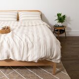 Native Natural Svetlo siva/kremno bela enojna lanena posteljnina 135x200 cm Natural Stripes – | Shoptok.si