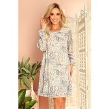 Numoco 319-2 HANNAH chiffon dress with a neckline at the back - beige and blue boho pattern | shoptok.hr