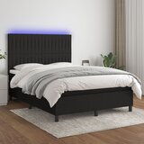  The Living Store Box spring postelja z vzmetnico LED črna 140x200 cm blago - Box Spring Postelja, (21515885) Cene