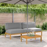  Set sofe s jastukom Jednobojno 2 pcs Siva Čvrsto drvo akacije | shoptok.hr