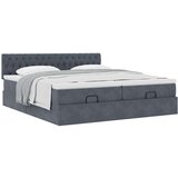 vidaXL Otomanski posteljni okvir z vzmetnicami siv 160x200 cm žamet | Shoptok.si