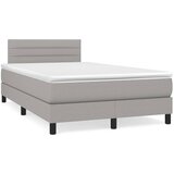 vidaXL Box spring postelja z vzmetnico LED sv. siva 120x190 cm blago Cene
