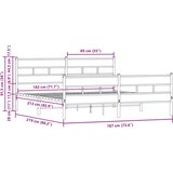 Metalni Kovinski posteljni okvir brez vzmetnice rjavi hrast 183x213 cm, (21608113) | Shoptok.si
