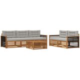 vidaXL Zunanja garnitura za sedenje 6 pcs Naravna in svetlo siva, (5000279633) | Shoptok.si