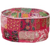 vidaXL Tabure s patchworkom okrugli pamučni 40 x 20 cm ružičasti | shoptok.hr