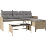  Vrtna sofa L-oblika sa stolom i jastucima bež od poliratana | shoptok.hr