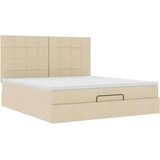  Otomanski krevet s madracem krem 160x200 cm od tkanine | shoptok.hr