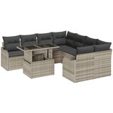 vidaXL 9-delna vrtna sedežna garnitura z blazinami svetlo siva poli ratan, 2-sedežna vrtna sofa z blazinami svetlo siva poli ratan Cene