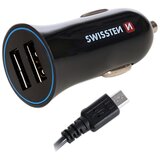 Swissten 20110900 2xUSB auto punjač + micro USB kabel, 2,4A, crni | shoptok.hr