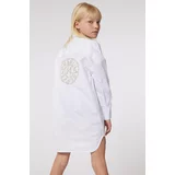 Karl Lagerfeld Otroška bombažna obleka bela barva