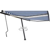 vidaXL ročno zložljiva tenda z led lučkami 450x300 cm modra in bela | Shoptok.si