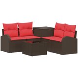 Set sofe 6 kom. Smeđa i crvena Poli Rattan i čelik | shoptok.hr