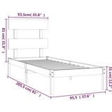  Posteljni okvir bel iz trdnega lesa 90x200 cm, (20644868) | Shoptok.si