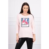Kesi Blouse with flamingo graphics 3D powder pink | ePonuda.com