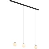 QAZQA Modern railsysteem zwart met 3 hanglampen wit 1-fase - Iconic Perle Cene