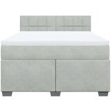 vidaXL Box spring postelja z vzmetnico svetlo siva 160x200 cm žamet | Shoptok.si