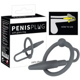 Penis Plug - silikonski obroček z uretralnim stožcem (siv) Cene