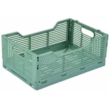 Homéa Svetlo zelena plastična škatla za shranjevanje 40x30x17 cm –