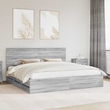 Krevetna konstrukcija Siva Sonoma 200 x 200 cm Inženjersko Drvo | shoptok.hr