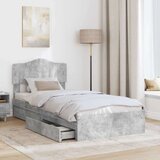 Krevet s od storage Betonski sivi 90 x 190 cm Konstruirano drvo | shoptok.hr