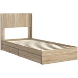  Krevetna konstrukcija s pohranom i uzglavljem Hrast sonoma Smeđa 90 x 200 cm | Shoptok.si