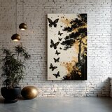  Slika na platnu Butterfly Harmony - črno-zlata oblika | Shoptok.si