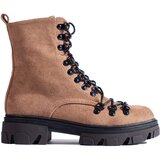VINCEZA Suede laced workers brown Cene