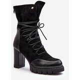 Kesi Women's high-heeled ankle boots with Black Artie lacing Cene