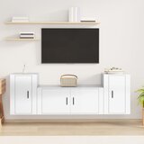 The Living Store Komplet TV omaric 3-delni visok sijaj bel inženirski les - Komplet TV Omaric, (21373843) Cene