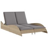 vidaXL Ležalnik z blazino bež 114x205x73 cm poli ratan | Shoptok.si