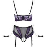 Cottelli Bondage - komplet modrčka z okovi za roke (črno-vijolična) - M | Shoptok.si