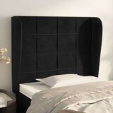 Vzglavje z ušesi črno 103x23x118/128 cm žamet, (20952995) | Shoptok.si