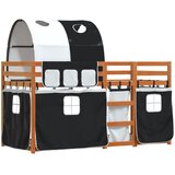  The living store pograd z zavesami bel in črn 75x190 cm trdna borovina - pograd, (21488285) | Shoptok.si