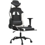  Gaming stol z oporo za noge črno in belo umetno usnje, (21152291) | Shoptok.si