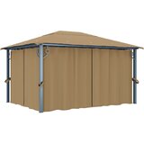  Sjenica sa zastorom 400 x 300 cm smeđe-siva aluminijska | shoptok.hr