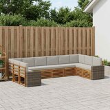  Set vanjskih sofa 10 pcs Prirodna i svjetlosiva Poliester | Eponuda.ba