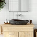 vidaXL nadpultni umivalnik siv in črn ovalen 59x40x14 cm keramika Cene