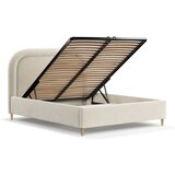 Maison de Rêve Kremno bela oblazinjena zakonska postelja s prostorom za shranjevanje z letvenim dnom 160x200 cm Mija – | Shoptok.si