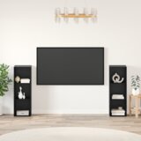 vidaXL Komplet TV omaric s polico 2 pcs Črni hrast 107 x 35 x 37 cm u