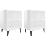  Noćni ormarići s metalnim nogama 2 kom sjajni bijeli 40x30x50cm | shoptok.hr