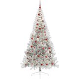 vidaXL Umjetna preddekorirana božićna jelka srebrna 210 cm PET | Shoptok.si