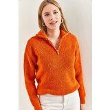 Bianco Lucci Women's Zippered Turtleneck Oversized Knitwear Sweater Cene