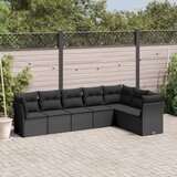  7-dijelni set vrtnih sofa od poliratana s jastucima crni | shoptok.hr