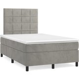 The Living Store Box spring postelja z vzmetnico svetlo siva 120x200 cm žamet - Box Spring Postelja, (21491591) | Shoptok.si