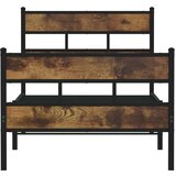 Metalni Kovinski posteljni okvir brez vzmetnice dimljen hrast 107x203cm | Shoptok.si