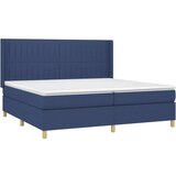  Box spring postelja z vzmetnico LED modra 200x200 cm blago, (20900546) | Shoptok.si